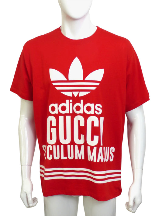 GUCCI x ADIDAS- NWT 2022 Red Logo Print T-Shirt, Size Medium