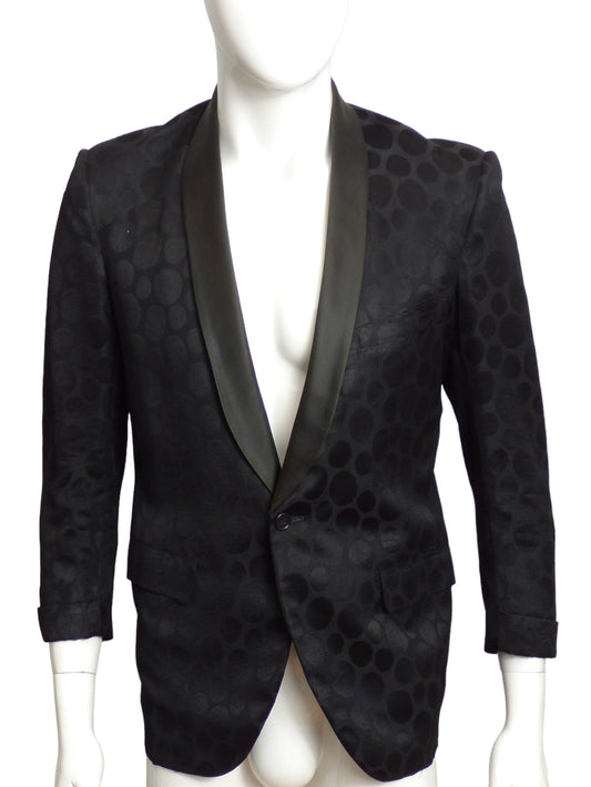 1960s Black Brocade Tuxedo Jacket, Size Medium