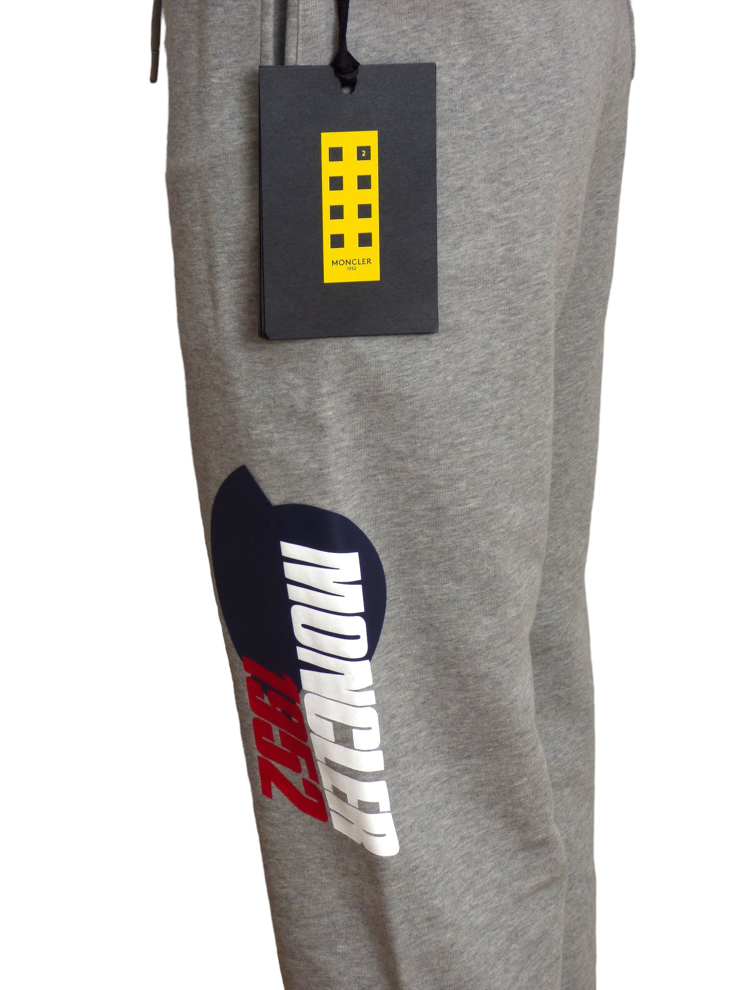 MONCLER- NWT Gray Logo Print Joggers, Size Small