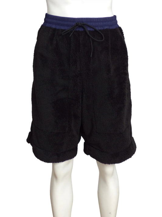 MONCLER GRENOBLE-2022  NWT Black & Purple Fleece Shorts, Size XXL
