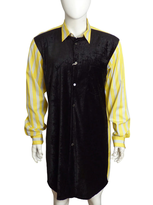 COMME DES GARCONS HOMME PLUS-NWT 2019 Cotton & Velvet Long Shirt, Size-Large