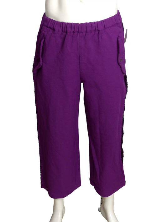 COMME DES GARCONS- 2005 Purple Sequin Racer Stripe Pants, Size Medium