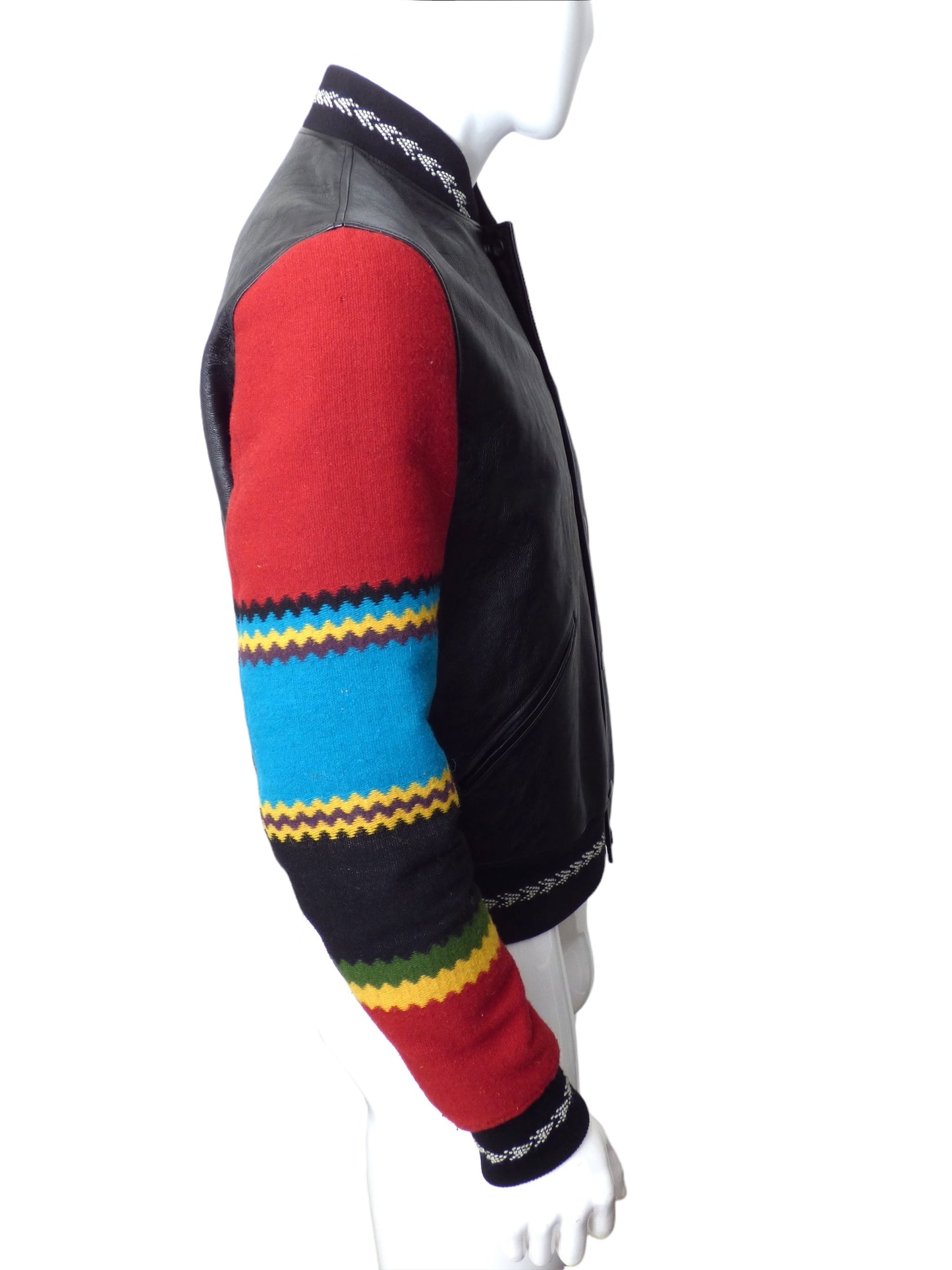 SAINT LAURENT- 2017 Ikarus Leather & Wool Bomber, Size Large