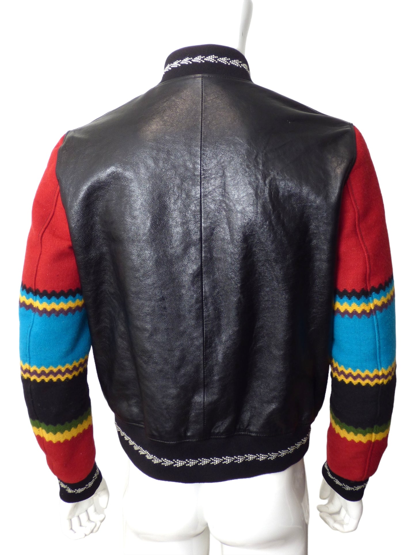 SAINT LAURENT- 2017 Ikarus Leather & Wool Bomber, Size Large