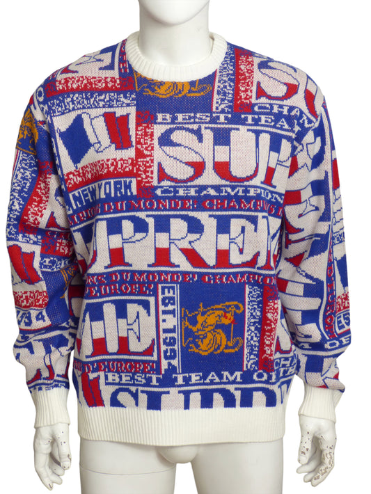 SUPREME- 2023 Multi Color Scarf Sweater, Size Medium
