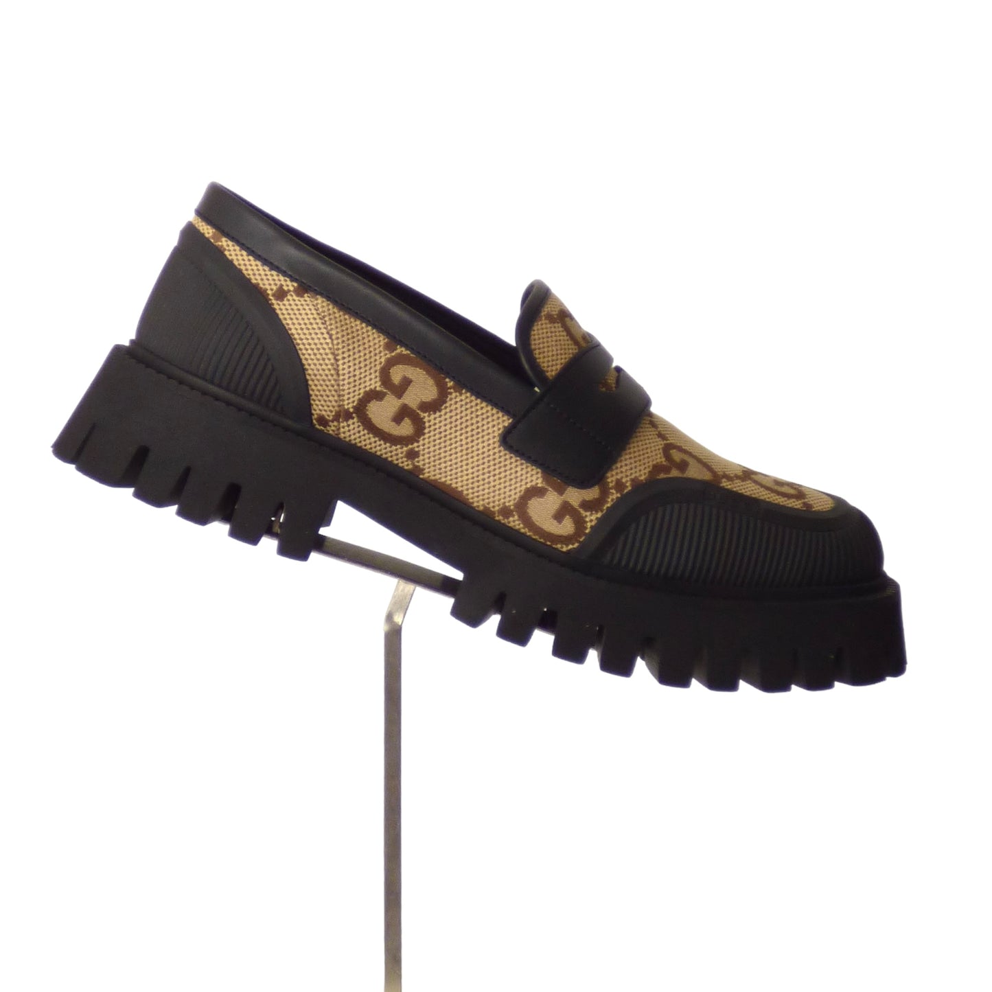 GUCCI- NIB GG Canvas Macro Moccasin, Size US-10