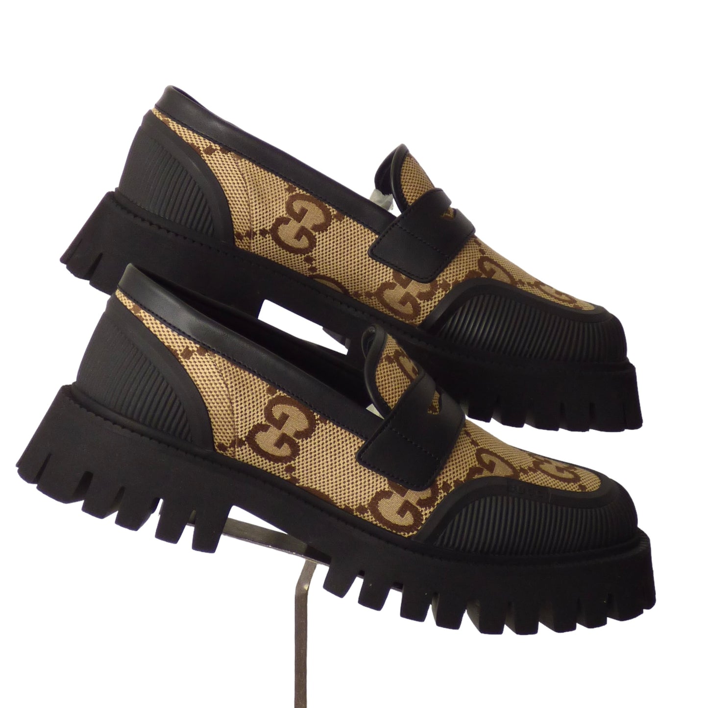 GUCCI- NIB GG Canvas Macro Moccasin, Size US-10