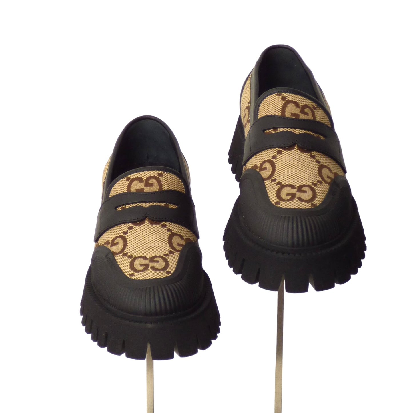 GUCCI- NIB GG Canvas Macro Moccasin, Size US-10