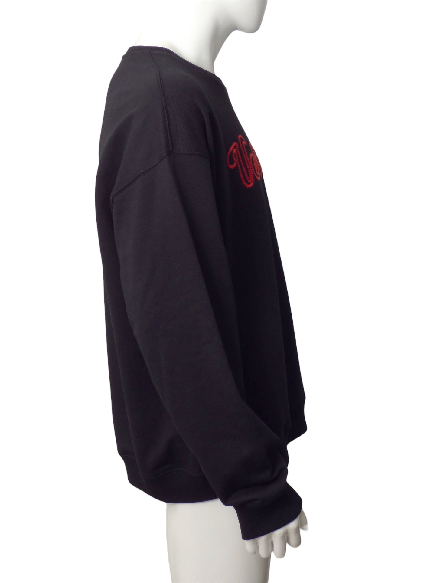 VERSACE-NWT 2023 Black Embroidered Cotton Sweatshirt, Size 3XL