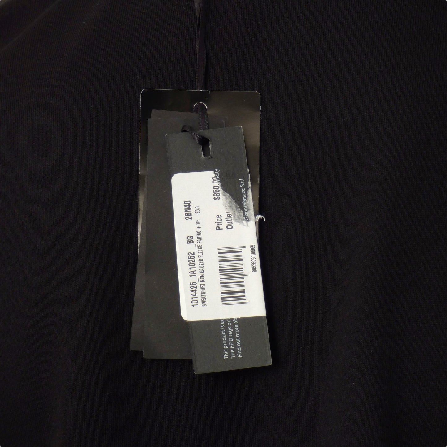 VERSACE-NWT 2023 Black Embroidered Cotton Sweatshirt, Size 3XL