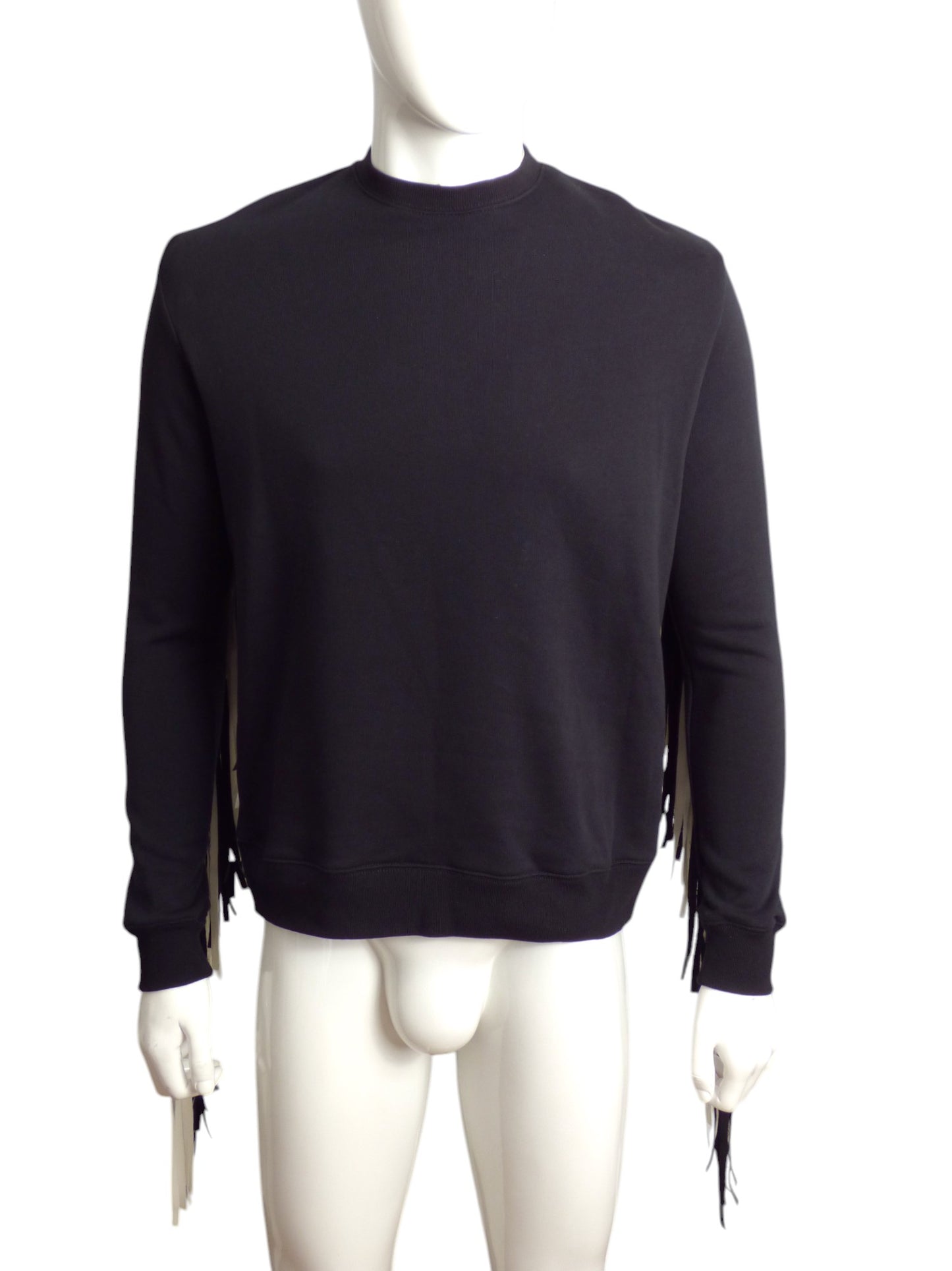 MSGM- NWT Black Fringe Sweatshirt, Size Small