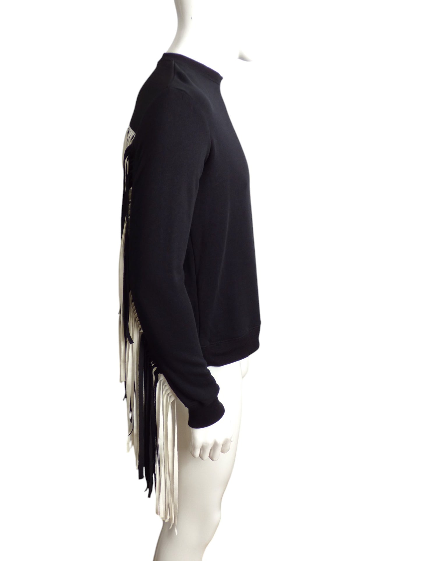 MSGM- NWT Black Fringe Sweatshirt, Size Small