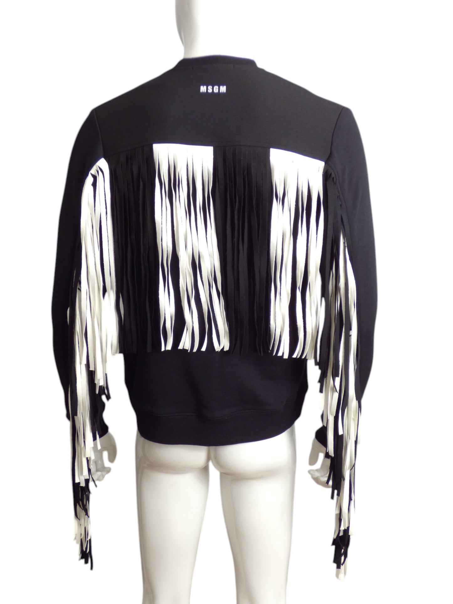 MSGM- NWT Black Fringe Sweatshirt, Size Small