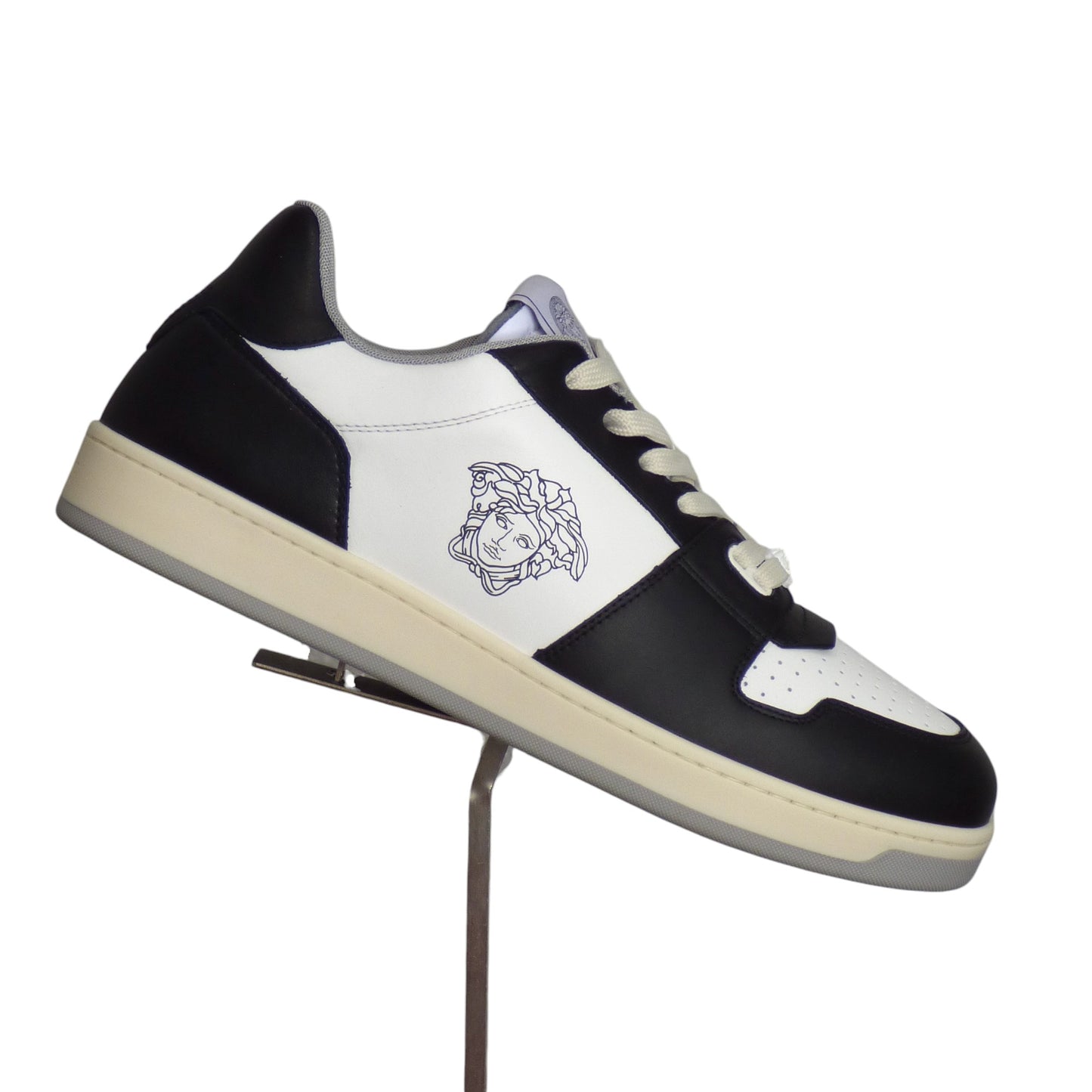 VERSACE-2024 NWT White & Black Vitello Sneakers, Multiple Sizes