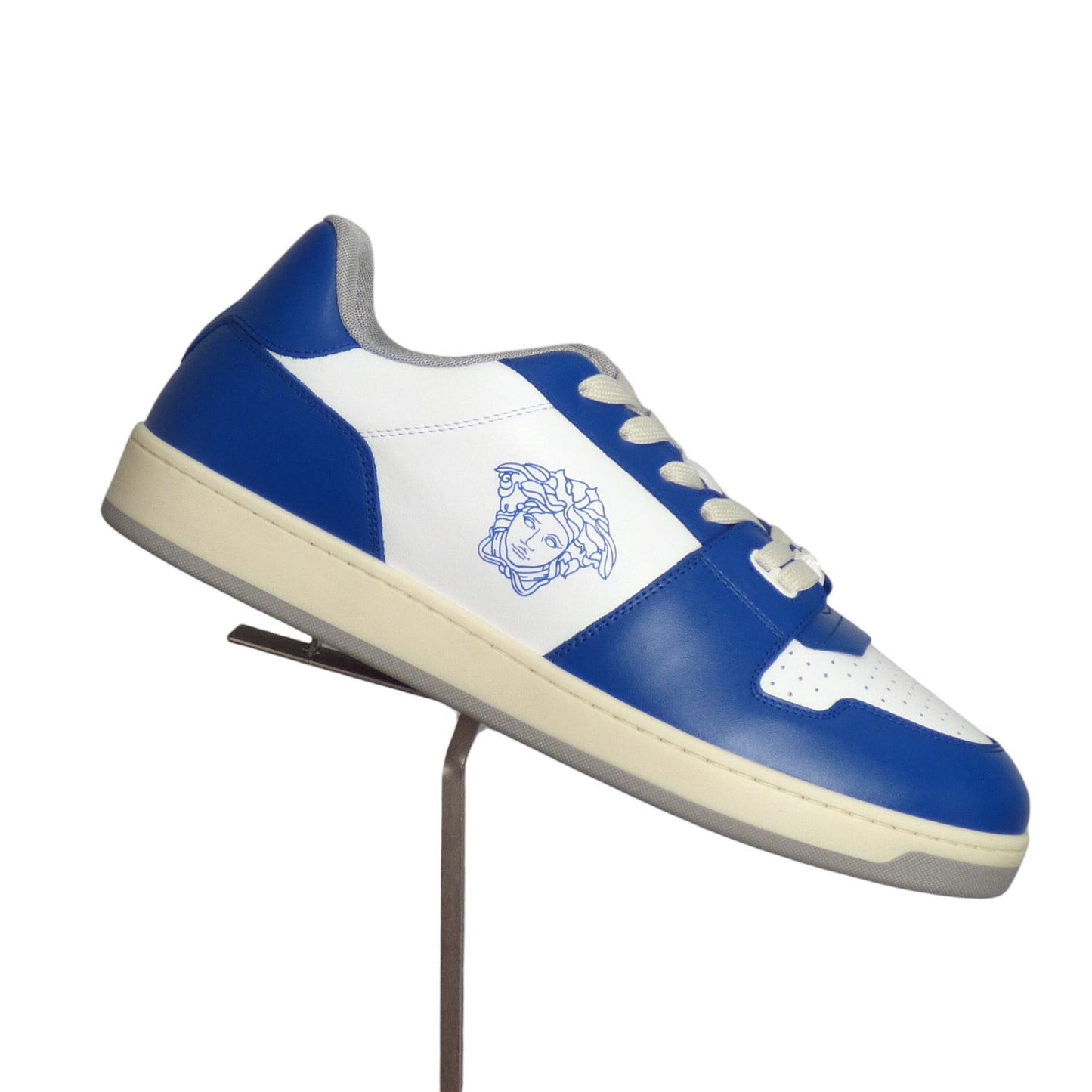 VERSACE-2024 NWT Blue & White Vitello Sneakers, Multiple Sizes