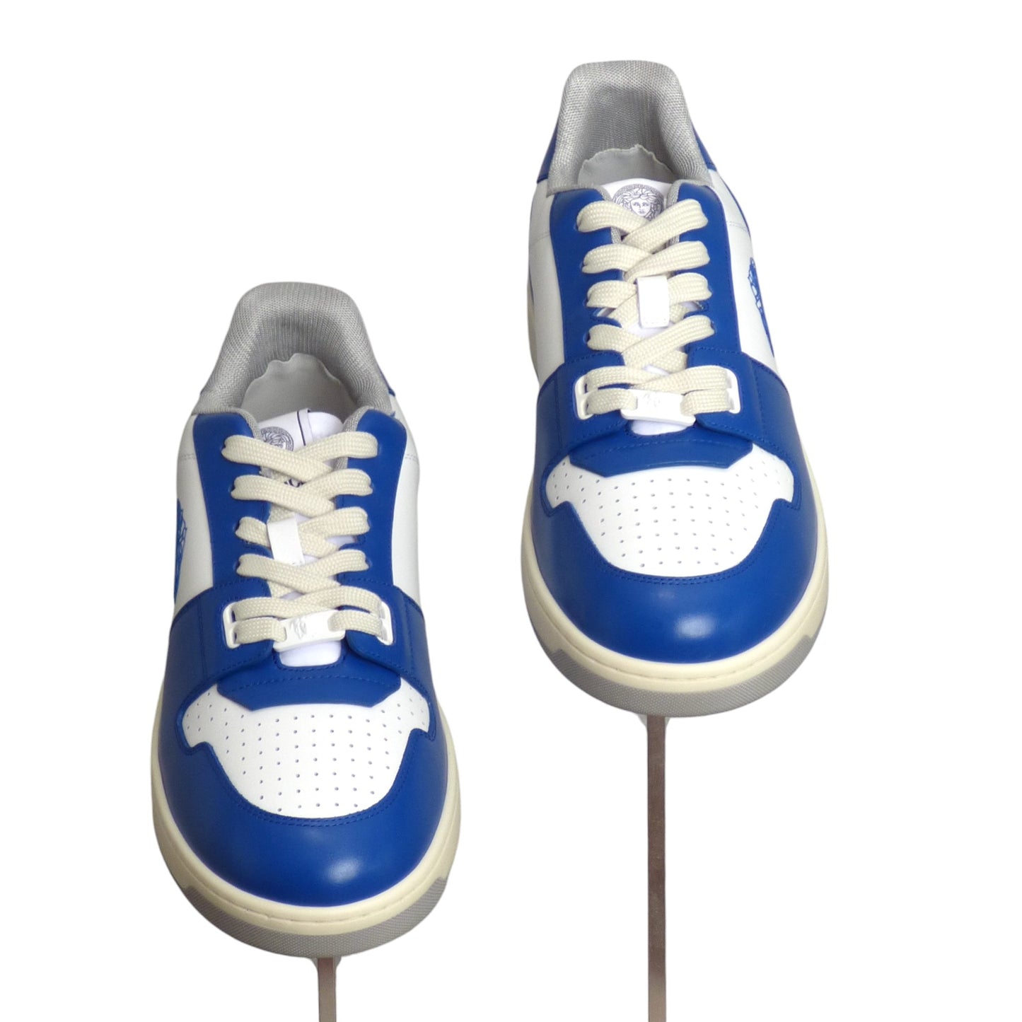 VERSACE-2024 NWT Blue & White Vitello Sneakers, Multiple Sizes