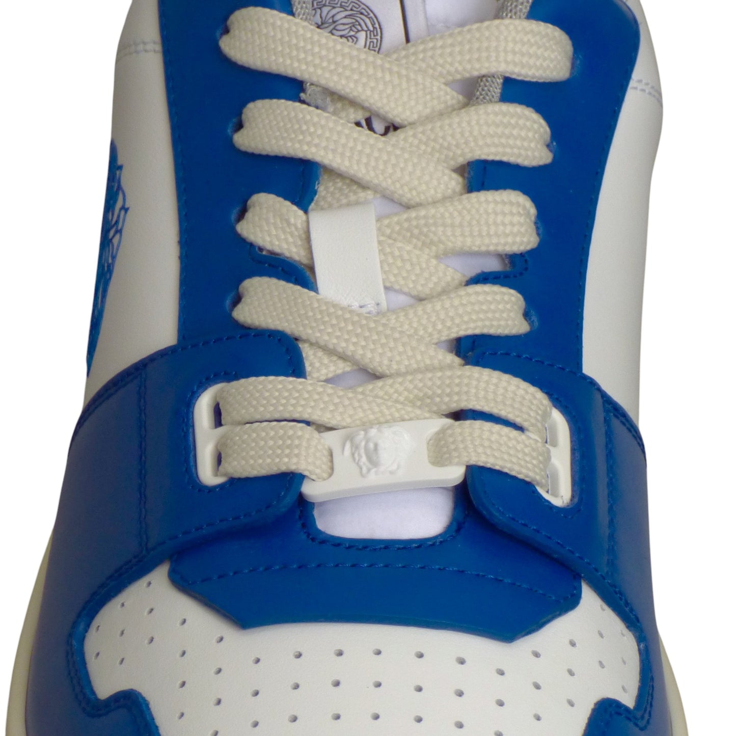 VERSACE-2024 NWT Blue & White Vitello Sneakers, Multiple Sizes