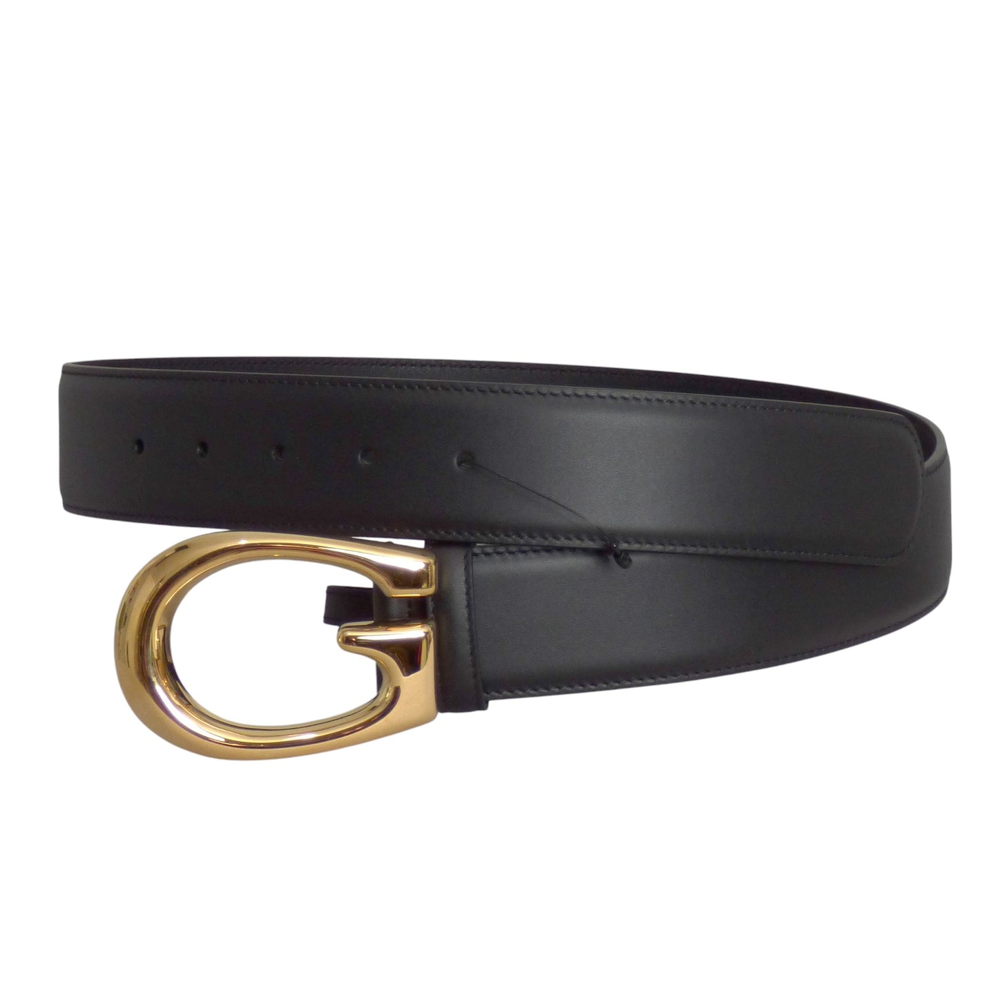 GUCCI - Black Leather Heritage Buckle Belt, Waist 32