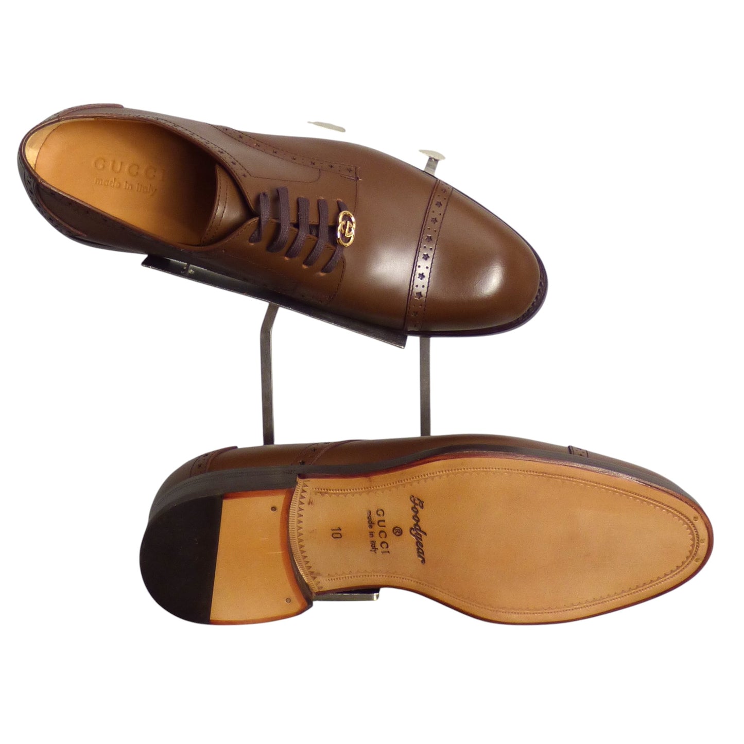 GUCCI- NIB Brown Cap Toe Brogues, Size Gucci 10