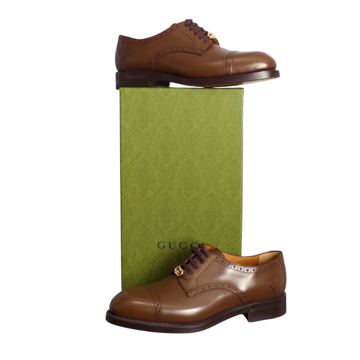 GUCCI- NIB Brown Cap Toe Brogues, Size Gucci 10