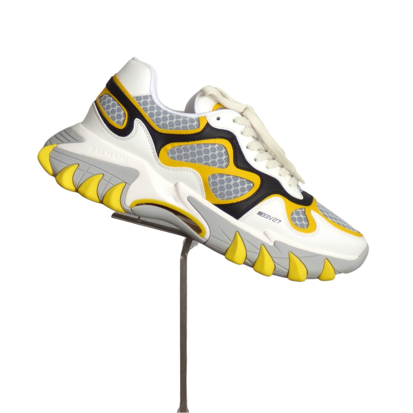 BALMAIN- NIB B-East Leather & Mesh Runner Sneakers, Size 44