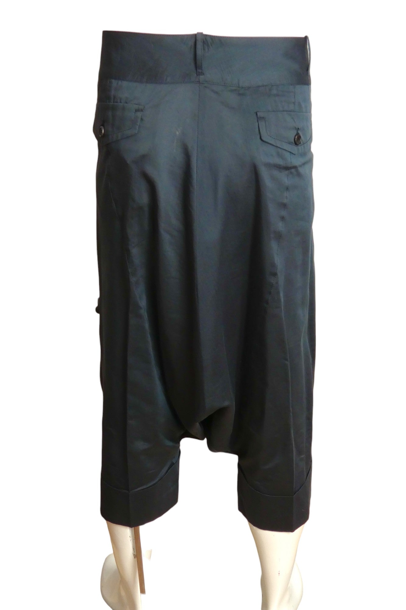 JOHN GALLIANO- NWT Navy Drop Crotch Shorts, Size XL