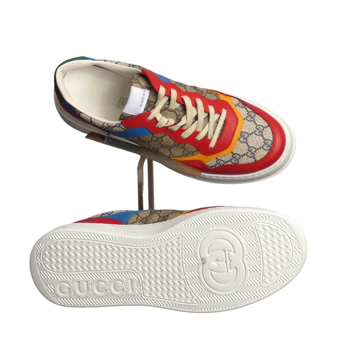 GUCCI - NIB GG Panelled Lace-Up Sneakers, Size 12.5
