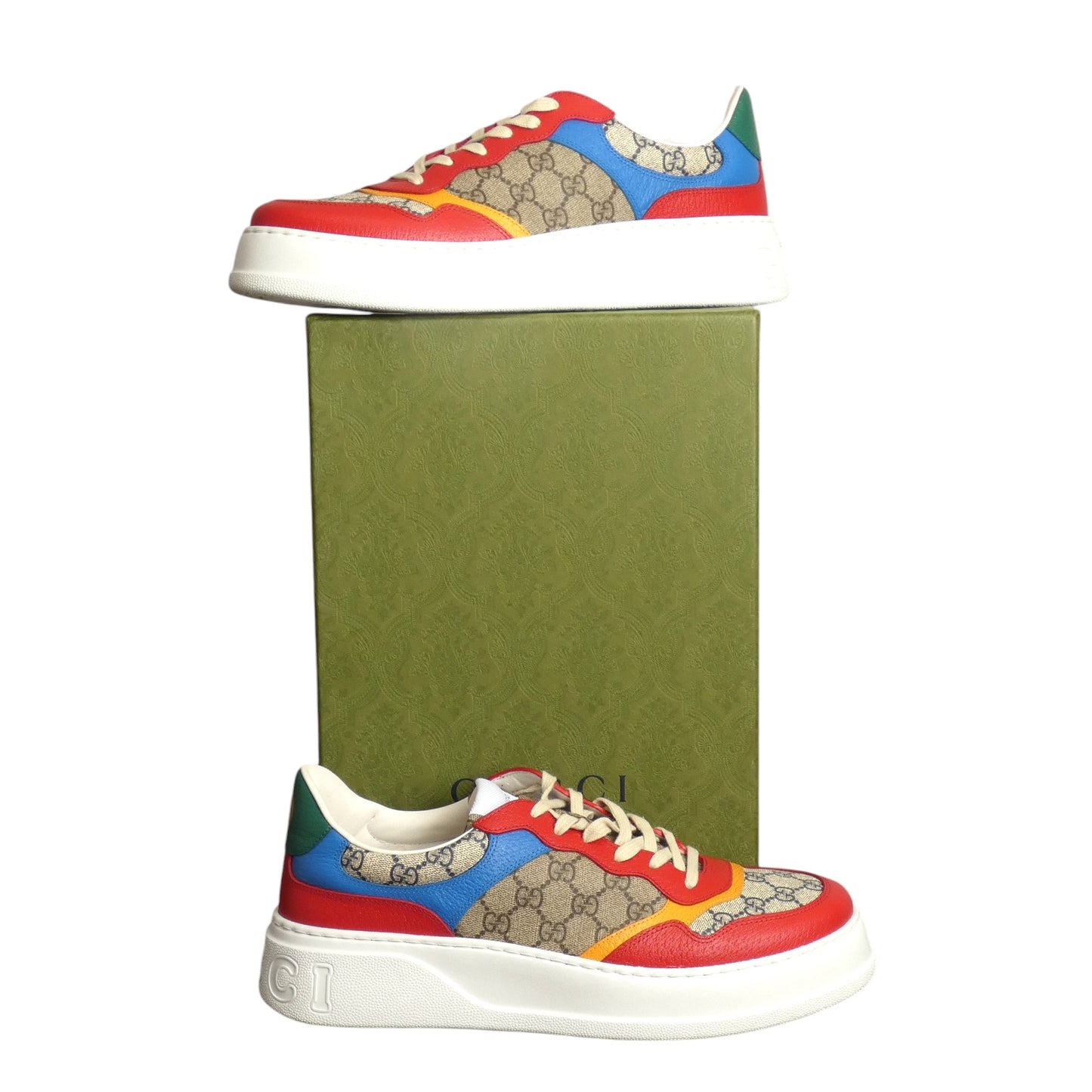 GUCCI - NIB GG Panelled Lace-Up Sneakers, Size 12.5
