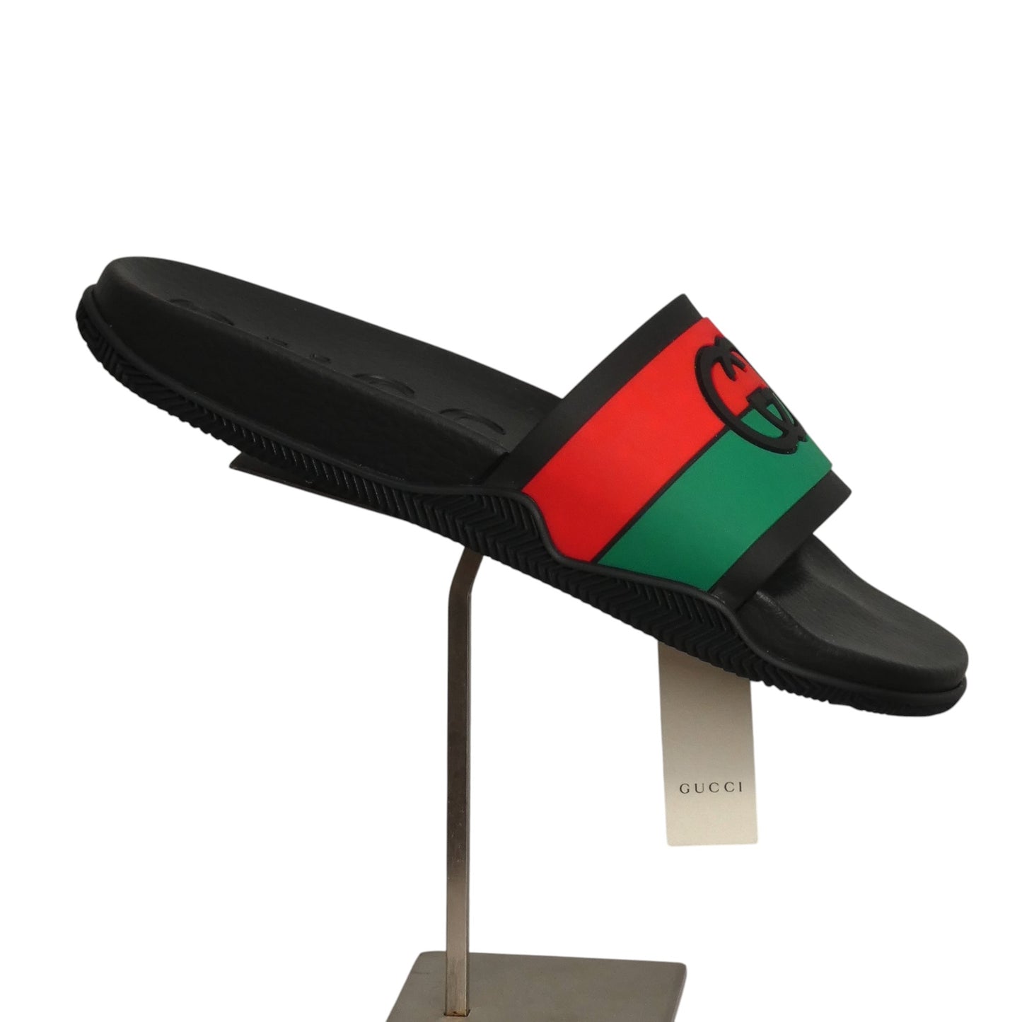 GUCCI- NIB Rubber Web Interlocking G Slides, Multiple Sizes Available