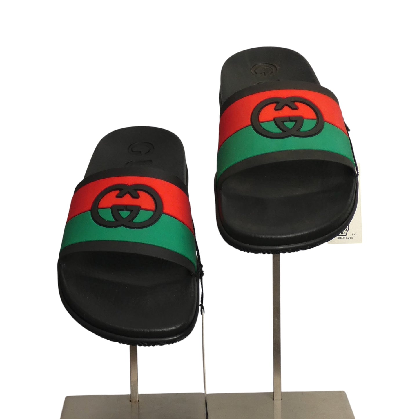 GUCCI- NIB Rubber Web Interlocking G Slides, Multiple Sizes Available