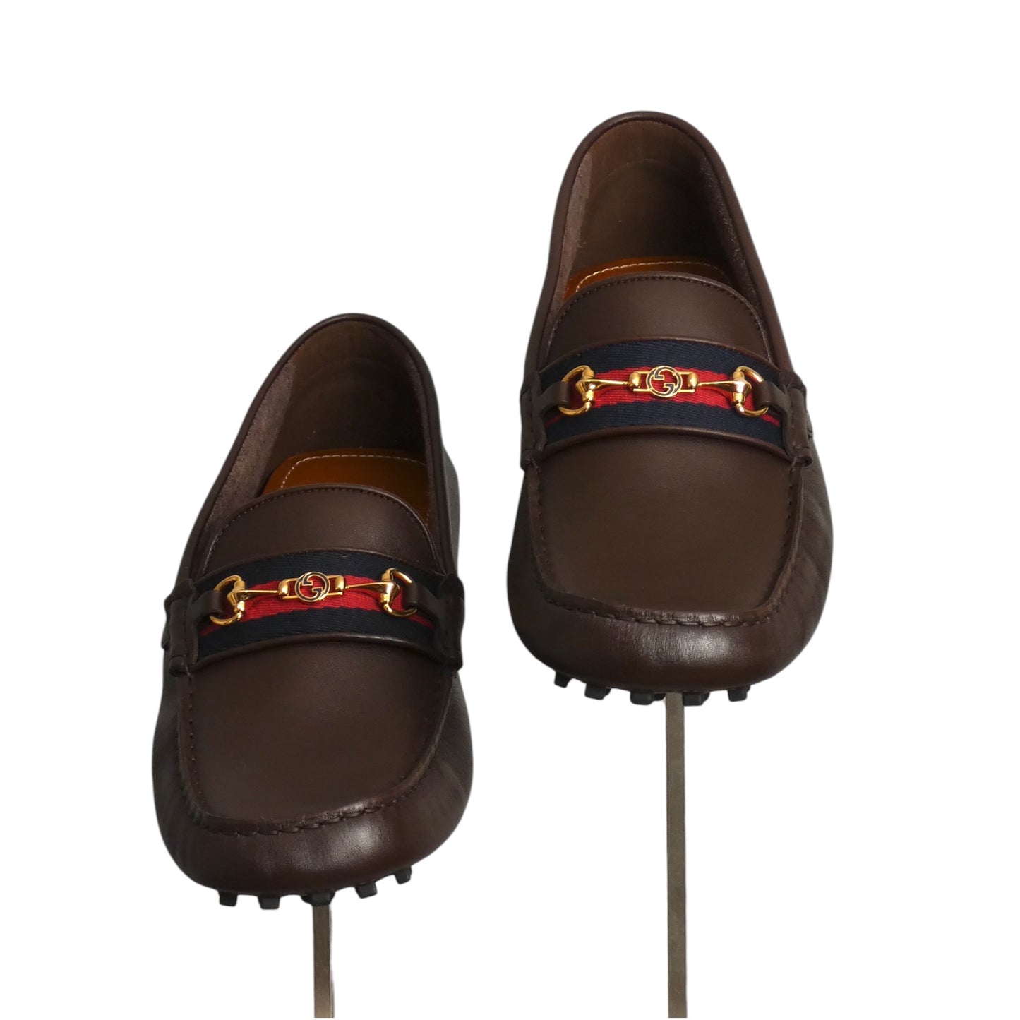 GUCCI- NIB Brown Leather Driver Moccasins, Size US-13