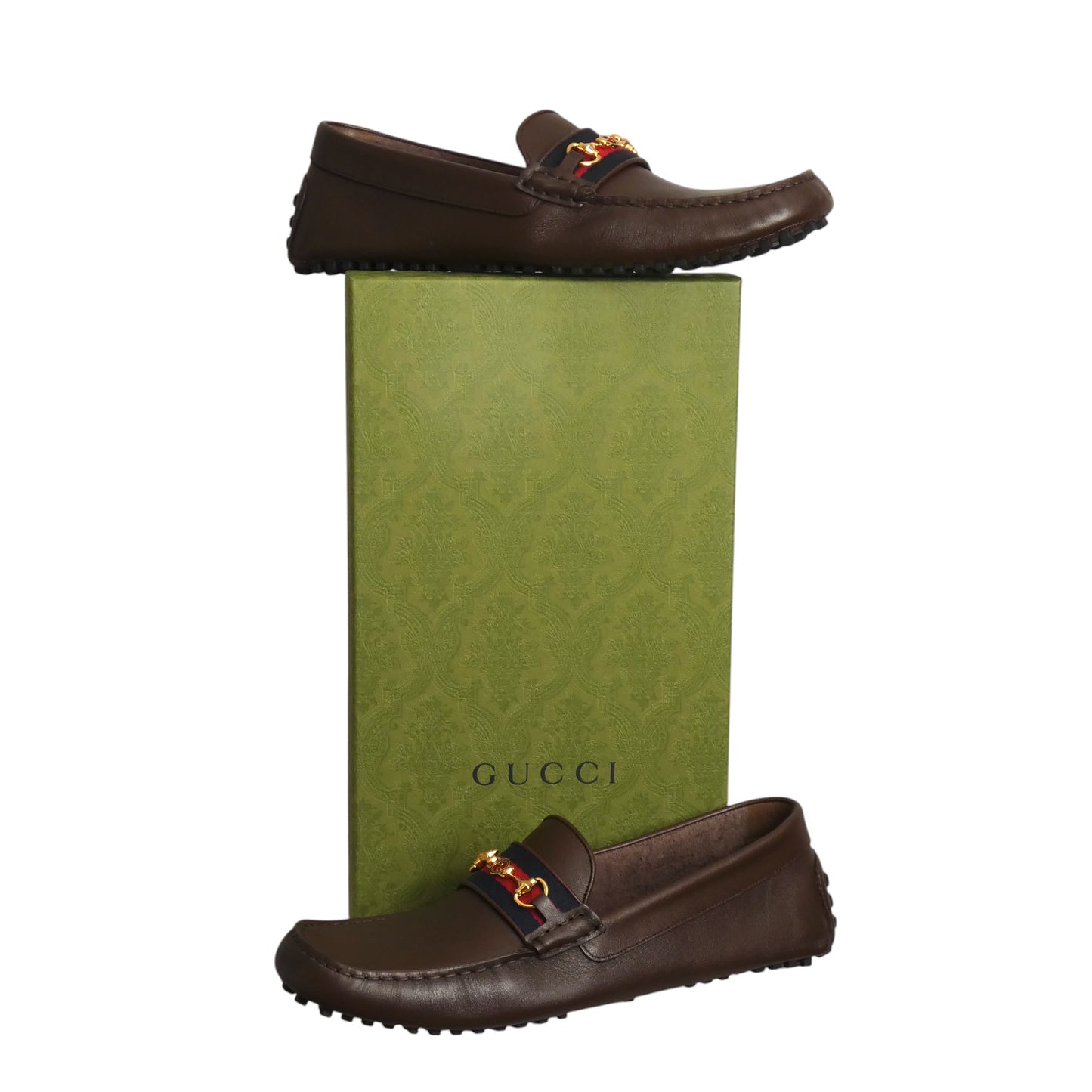 GUCCI- NIB Brown Leather Driver Moccasins, Size US-13