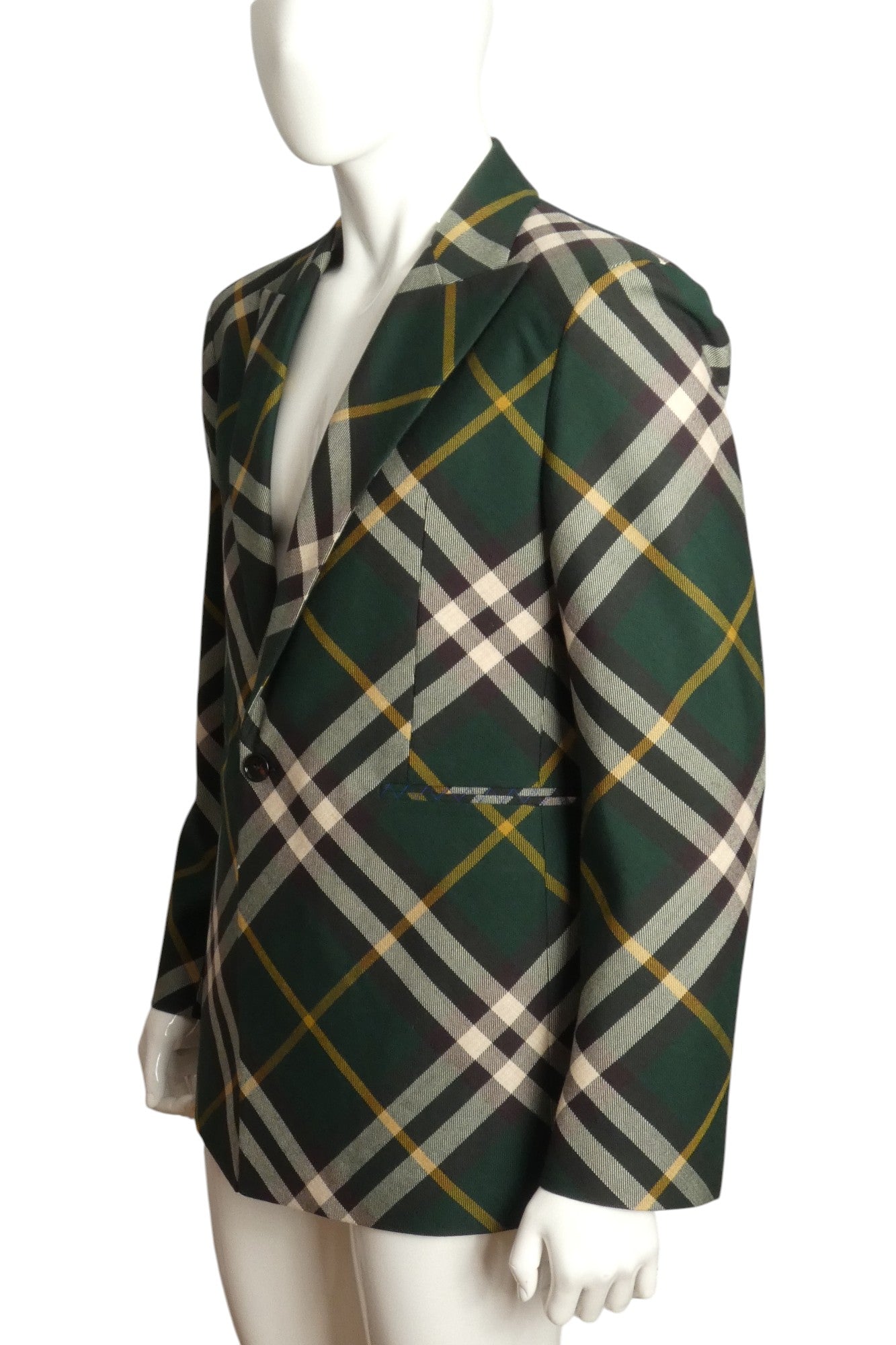 BURBERRY- NWT 2024 Green Wool Plaid Blazer, Size XXL