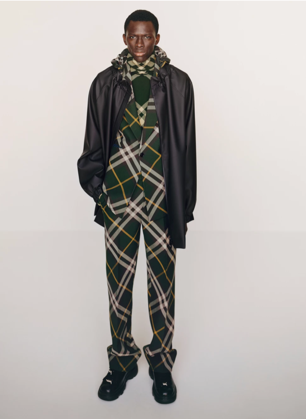 BURBERRY- NWT 2024 Green Wool Plaid Blazer, Size XXL