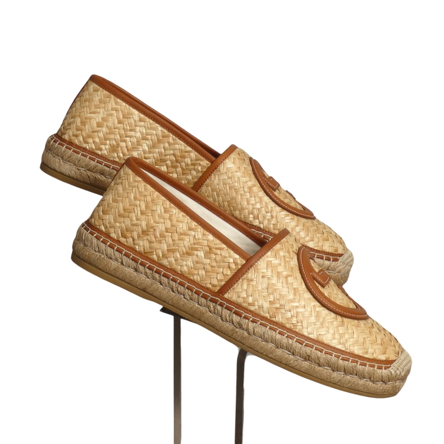 GUCCI- NIB Natural Raffia Espadrilles, Size 11.5