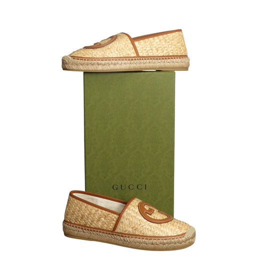 GUCCI- NIB Natural Raffia Espadrilles, Size 11.5