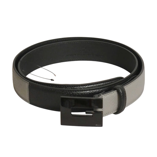 GUCCI- NWT Black & Gray Leather Belt, Size 38