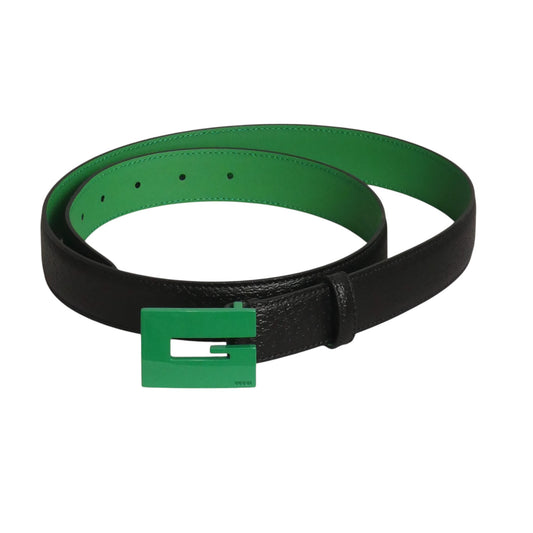 GUCCI- NWT Black & Green Leather Belt, Size 38