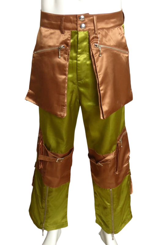 YOUTHS IN BALACLAVA- Satin Fabric Block Moto Pants, Size XL