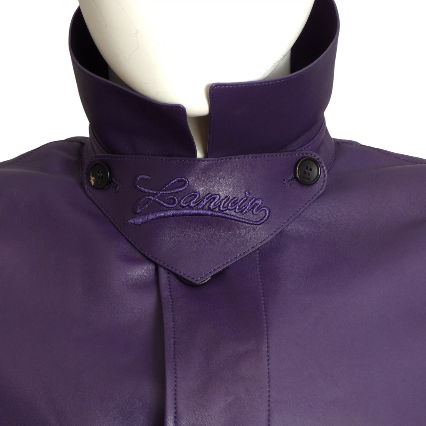 LANVIN x DC COMICS- NWT 2022 Purple Leather Batman Trench, Size XL