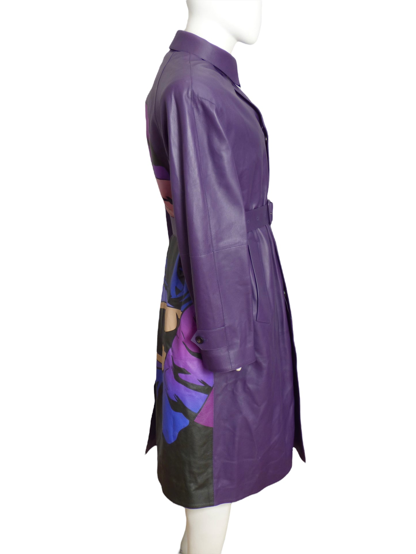 LANVIN x DC COMICS- NWT 2022 Purple Leather Batman Trench, Size XL