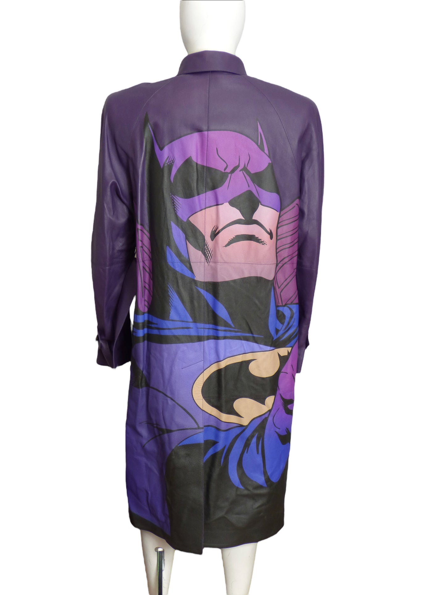 LANVIN x DC COMICS- NWT 2022 Purple Leather Batman Trench, Size XL