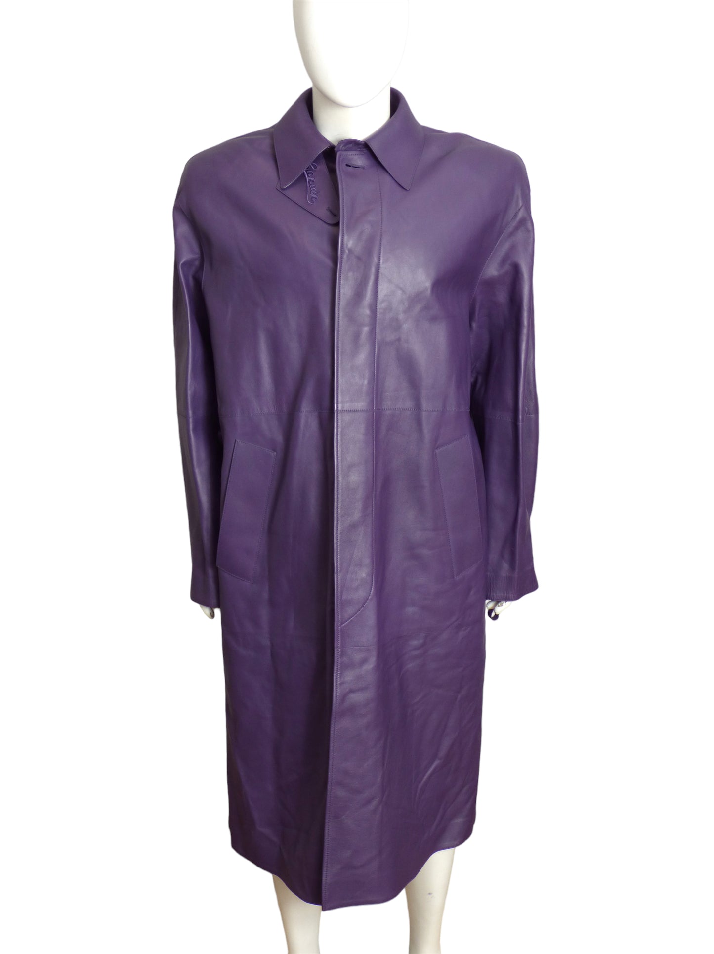 LANVIN x DC COMICS- NWT 2022 Purple Leather Batman Trench, Size XL
