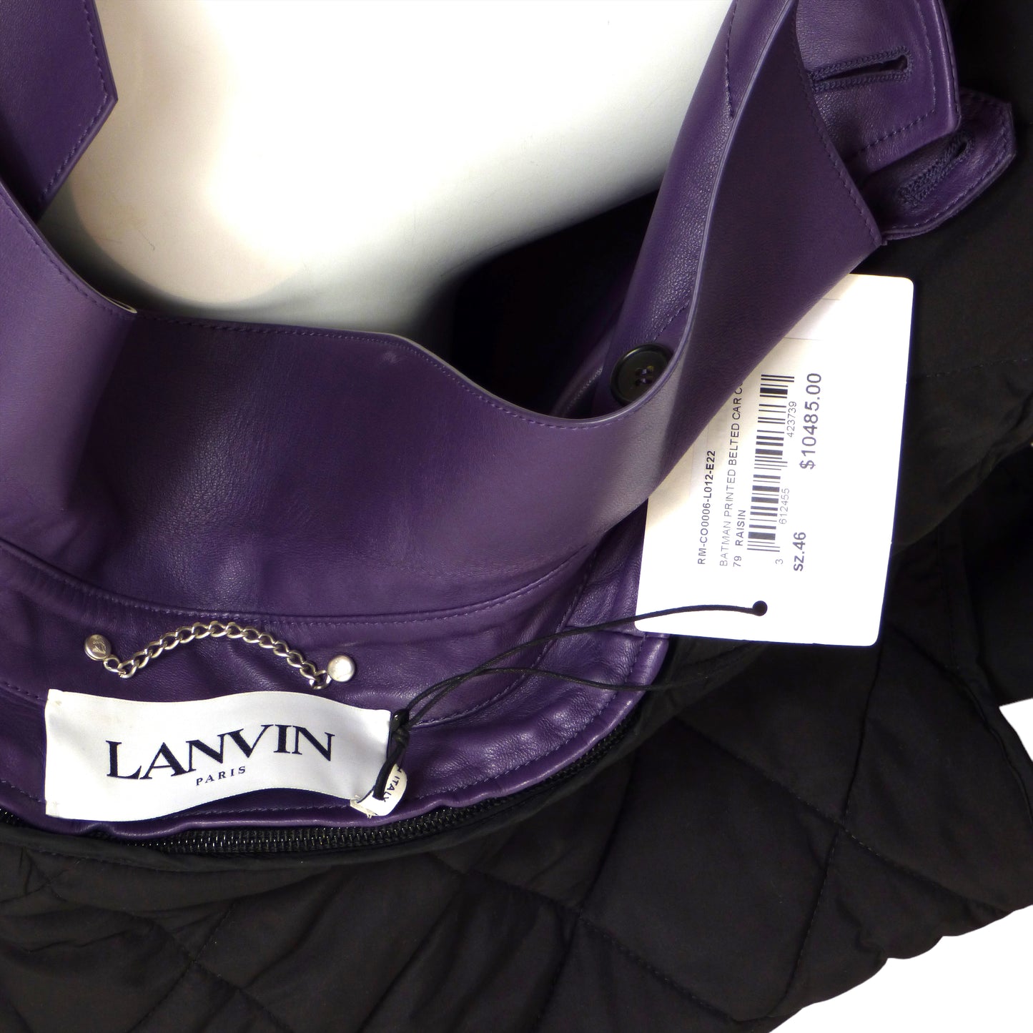 LANVIN x DC COMICS- NWT 2022 Purple Leather Batman Trench, Size XL