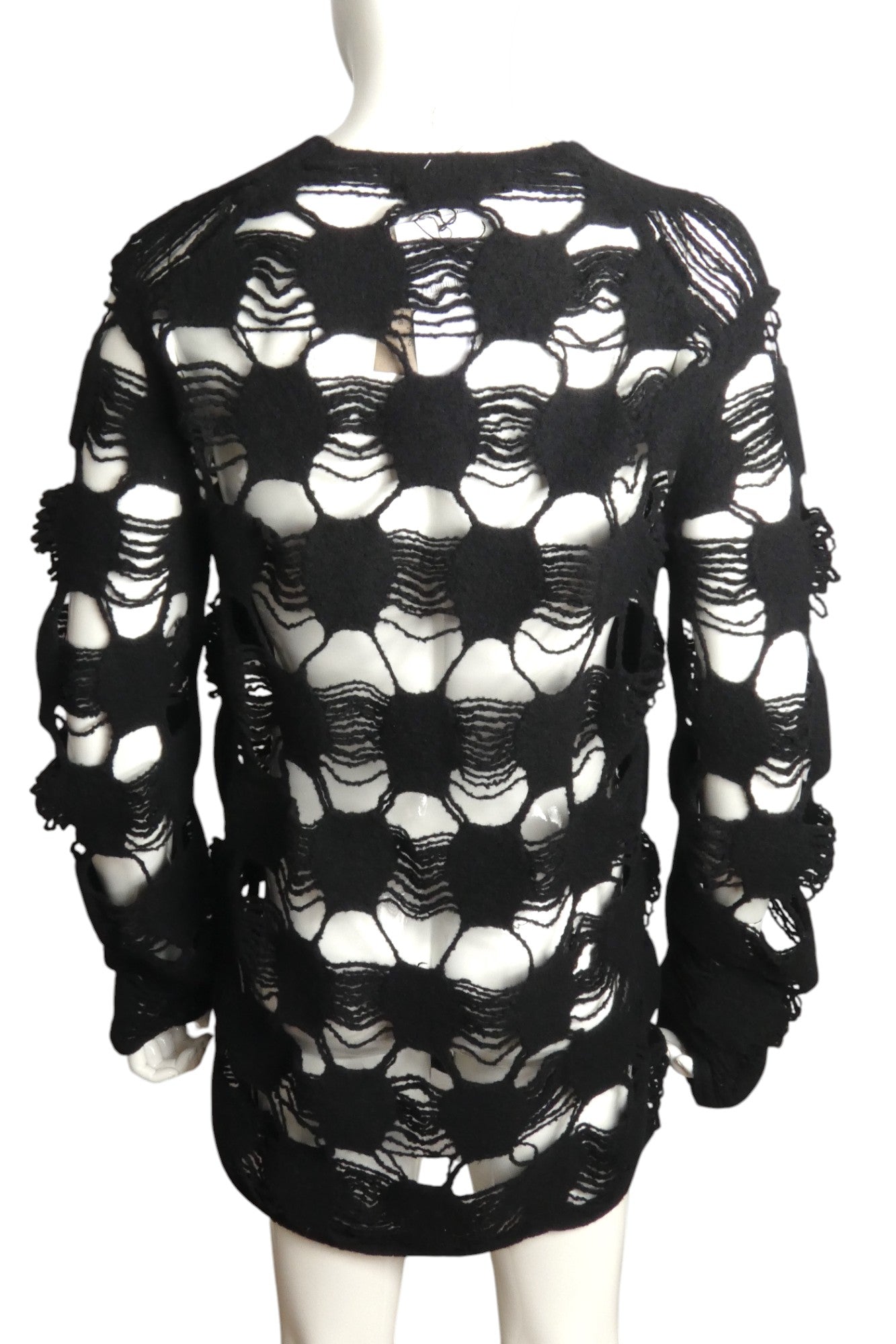 COMME DES GARCONS- NWT 2024 Black Distressed Sweater, Size XL