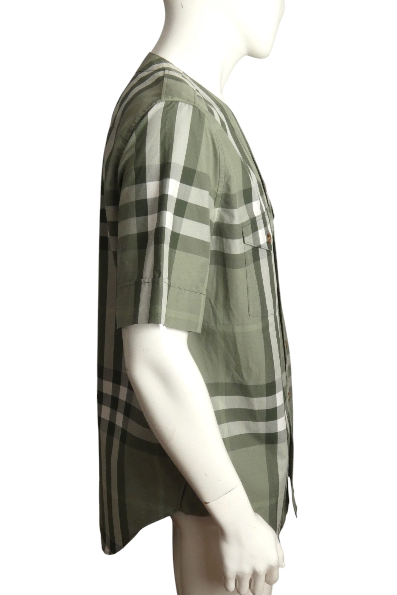 BURBERRY- 2022 Green Cotton Basildon Baseball Shirt, Size Small