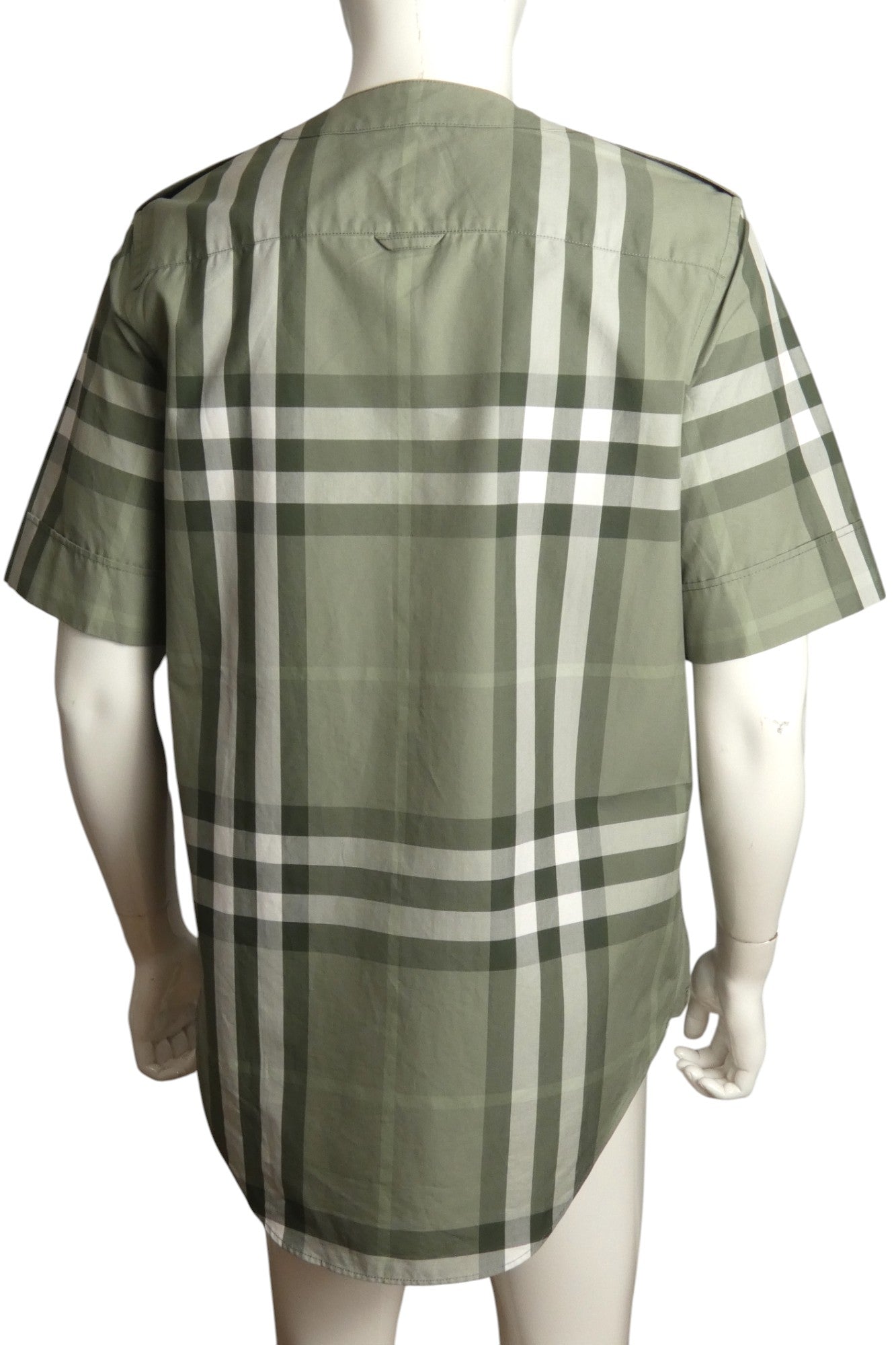 BURBERRY- 2022 Green Cotton Basildon Baseball Shirt, Size Small