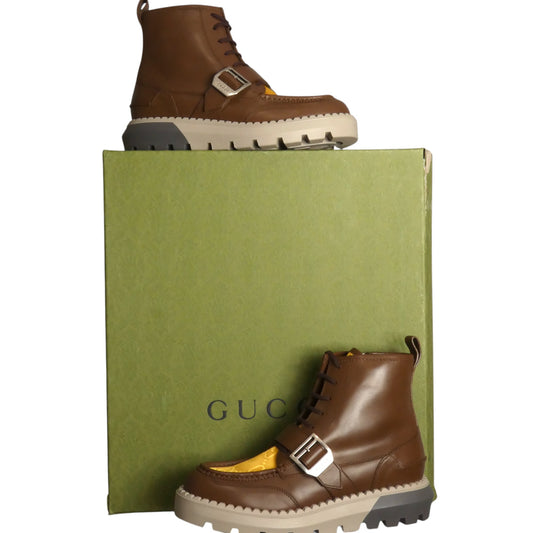 GUCCI- NIB Leather & Nylon Boots, Size 10.5
