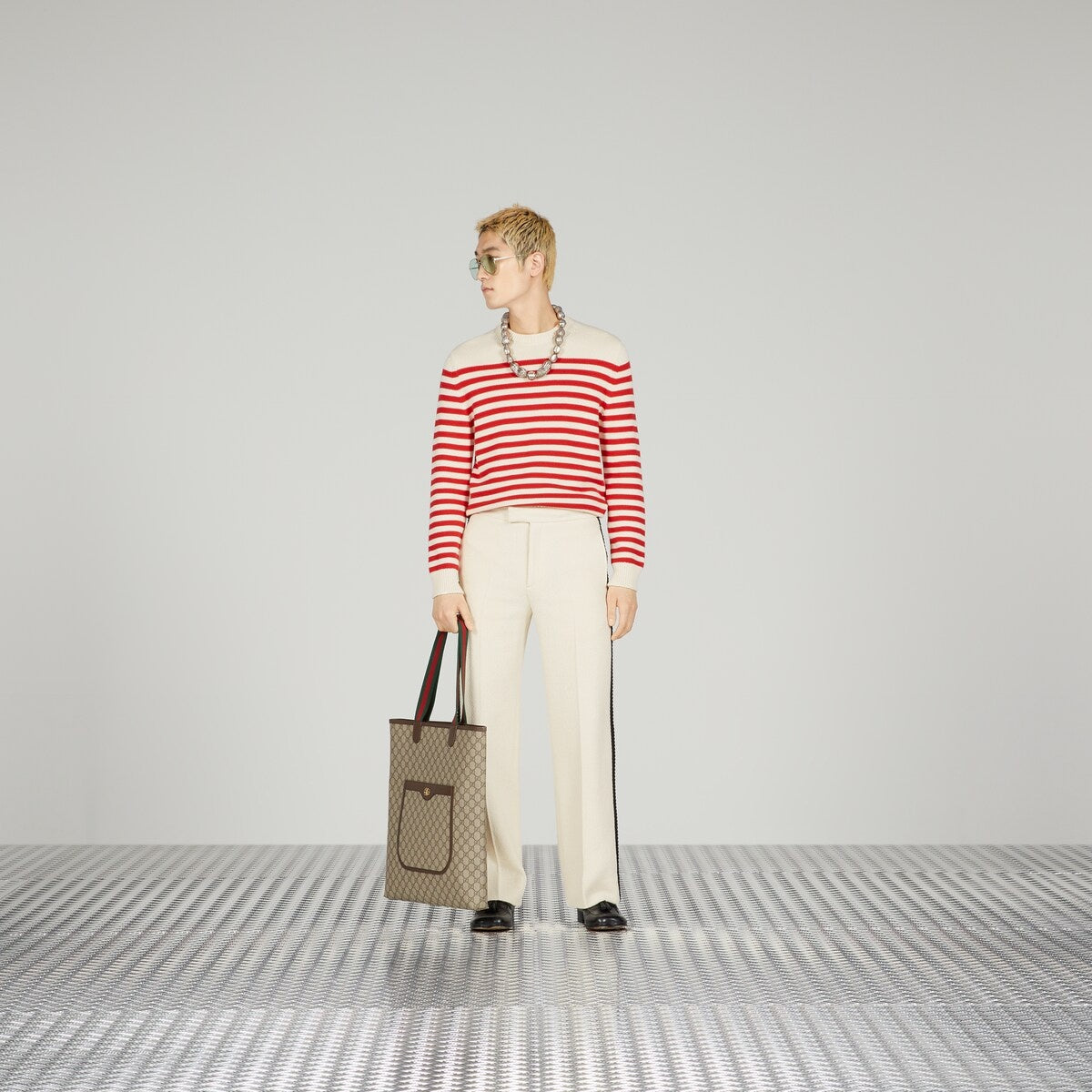 GUCCI- NWT 2023 Red & Ivory Stripe Sweater, Size XS