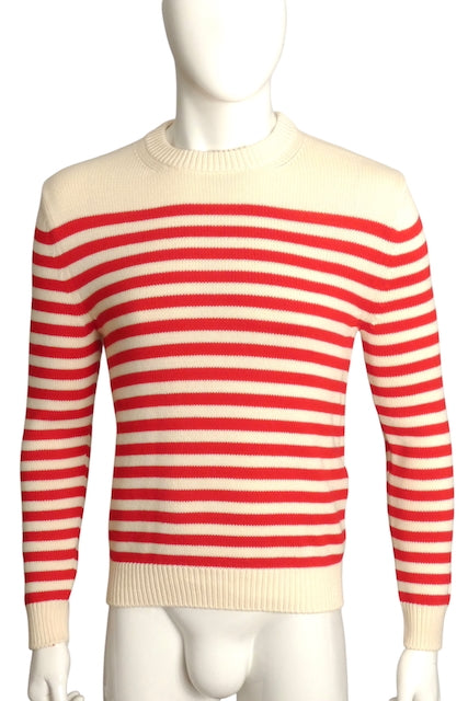 GUCCI- NWT 2023 Red & Ivory Stripe Sweater, Size XS